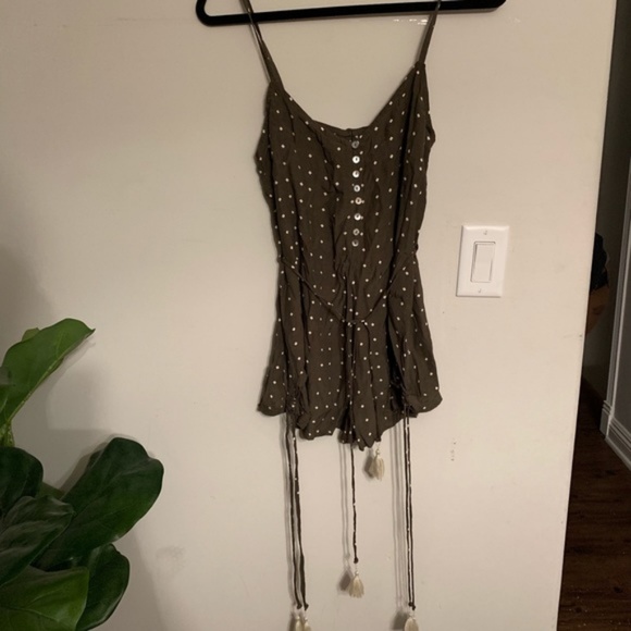 Faithfull the Brand Olive Polka Dot Romper - Picture 2 of 7